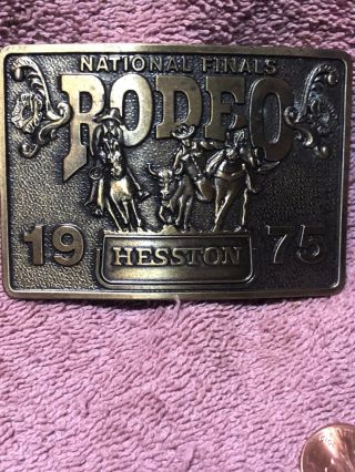 Vintage 1975 Hesston National Finals Rodeo Ltd Ed Collector Buckle Vgln
