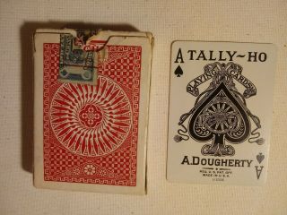 Tally Ho No 9 A Dougherty Vintage Playing Card Deck 52 Cards Red Circle 2