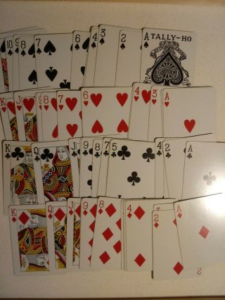 Tally Ho No 9 A Dougherty Vintage Playing Card Deck 52 Cards Red Circle 3