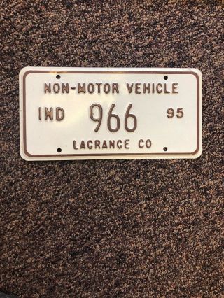 Lagrange Co Indiana Amish Non Motor Horse Drawn Vehicle License Plate 1995 966