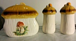 Vintage Sears Roebuck Merry Mushroom Salt and Pepper Shakers Napkin Holder 2