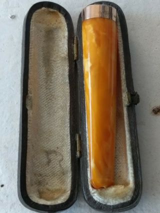 Antique amber gold ciggaret holder 8