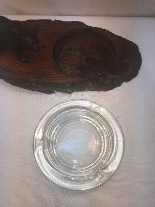 VTG Yellowstone National Park Wood Slab Black Bear Glass Insert Souvenir Ashtray 4