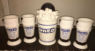 Oreo Cookie (4) Milk Shake Cups (1) Cookie Jar Set