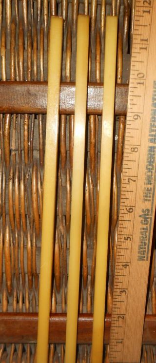 3 Opaque Yellow Bakelite Rods 12 " Long 3/8ths " Sq 4 Ozs 113.  4 Grams