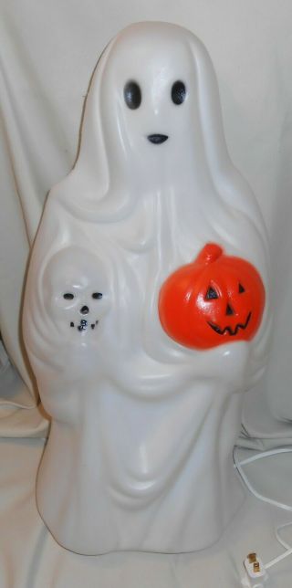 Dvintage Empire 23 " Halloween Ghost Lighted Blow Mold Skull Pumpkin