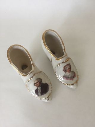 Vintage Porcelain George & Martha Washington Souvenir Boot Shoes (a3)