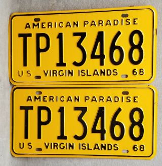 1968 U.  S.  Virgin Islands License Plates.