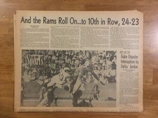 November 29,  1969 Los Angeles La Times Sports Newspaper Rams Dallas Cowboys