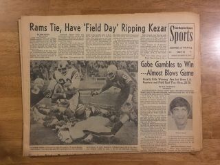 November 18,  1968 Los Angeles La Times Sports Newspaper Rams Sf 49ers