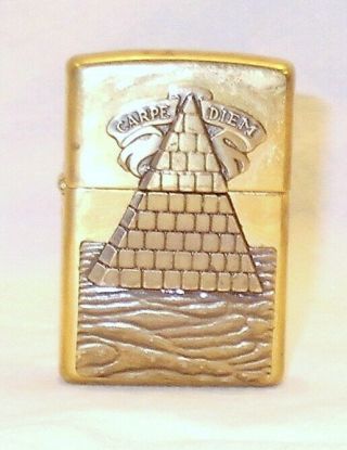 Zippo Lighter,  Barrett Smythe Brass Surprise Carpe Diem Pyramid