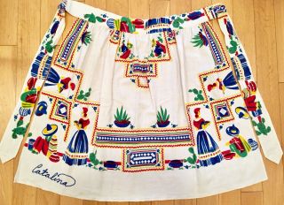 Vintage Collectible Catalina Island California Souvenir Tablecloth Cotton Apron