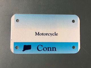 Connecticut Motorcycle Blank Sample License Plate Rare Error Mistake Blue 90s