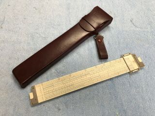 Vintage Post Versalog 1460 Hemmi Bamboo Slide Rule W/leather Case Japan Ex Cond.