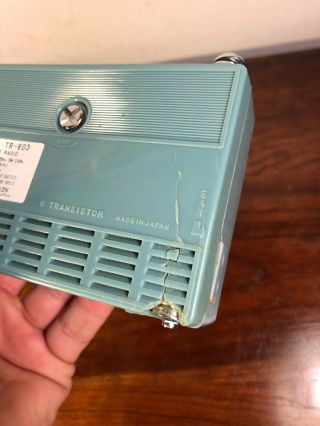 Vintage Blue Crown TR - 803 8 Transistor Radio 3 Band W Case & Box Japan 6
