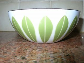 Vintage Mcm Cathrineholm 5 1/2  Enamelware Green Tulip Bowl Mid Century Enamel