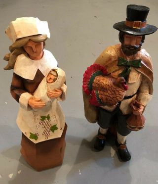 18 " Thanksgiving/fall/harvest Pilgrim Couple Figurines By Darico/pacific Rim