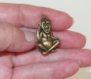 Tiny Vintage 1920s Peerage Brass Pot Bellied Pixie West Country Lucky Charm