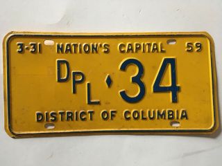 1959 Washington Dc License Plate Of Carlos Romulo,  President Of Philippines & Un