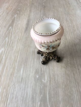 Antique Wave Crest Victorian Opalware Toothpick Holder Ormalou Base Eggcup Shape