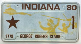 Autentic Indiana Governor License Plate - Low Number 1 -