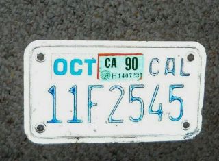 California Motorcycle License Plate 1990