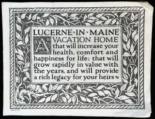 1926 Lucerne - In - Maine Vacation Home Booklet Advertising Cabins To Buy
