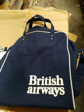 Rare Vintage British Airways Airline Tote Travel Bag W.  Shoulder Strap