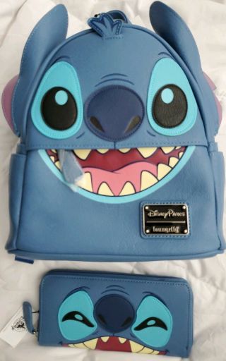 Disney Parks Loungefly Stitch Mini Backpack & Wallet Set Nwt