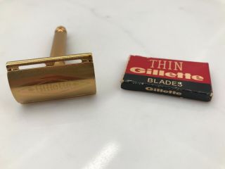 Vintage Gillette Gold Ball End Tech Safety Razor Made In Usa