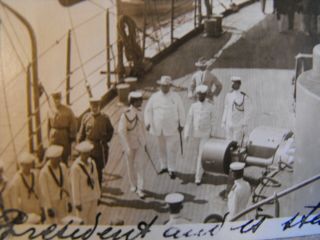 Vintage Real Photo Postcard President Taft Panama Canal ? RPPC Ship Sailors 2