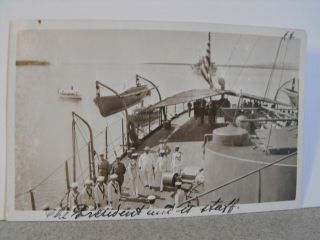 Vintage Real Photo Postcard President Taft Panama Canal ? RPPC Ship Sailors 4