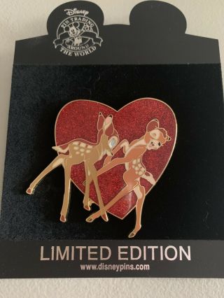 Disney Shopping Bambi & Faline Valentine’s Day Heart Jumbo Pin Le 300 Rare Store