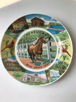 Vintage Kentucky State Derby Souvenir Plate 9 " Memorabilia Colorful & Unusual