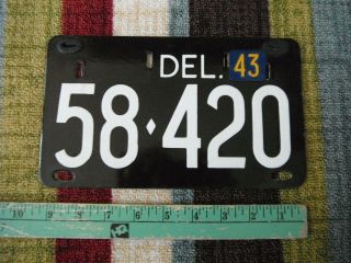 Exc Orig Cond Delaware Porcelain License Plate From Early 1940s (tabbed As 1943)