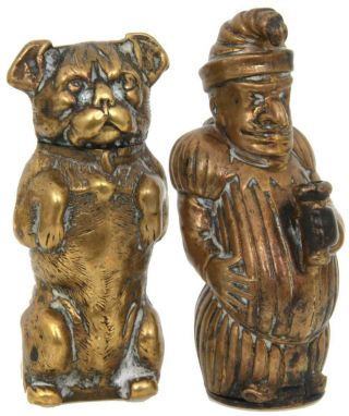 Antique Brass Match Safes Punch The Jester And Bulldog