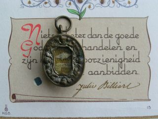 Antique Pendant Relic,  Relic Holy Card St.  Julie Billiart