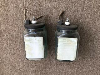 Two Antique Very Old Wet Cell Batteries For Telephone