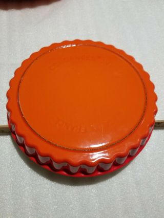 Vintage Le Crueset Flame Orange Enamel Cast Iron Fluted Pie Tart Quiche Pan 10 "