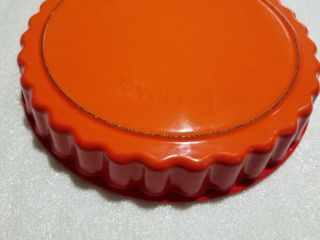 Vintage Le Crueset Flame Orange Enamel Cast Iron Fluted Pie Tart Quiche Pan 10 