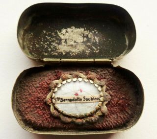 Rare Antique Reliquary Box W Hair Relic Of Saint Bernadette Soubirous