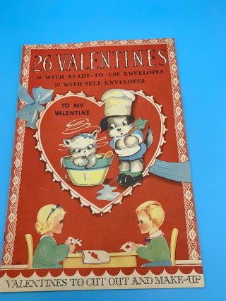 Vintage 1940 Whitman Publishing 26 Valentines Cut - Out Book 14 " X 9.  5 "