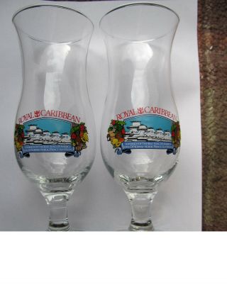 Royal Caribbean Hurricane Glasses With 5 Ship Pics And Names - Set Of Two