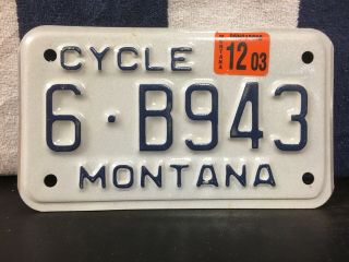 2003 Montana Motorcycle License Plate