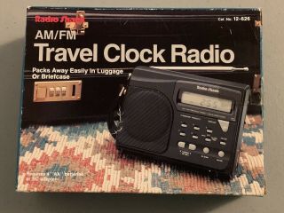 Vintage Radio Shack Am/fm Travel Clock Radio Cat.  No.  12 - 626 Nos Old Stock