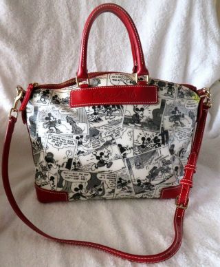 Dooney & Bourke Disney Comic Strip Mickey Red Black And White Satchel Pre - Owned