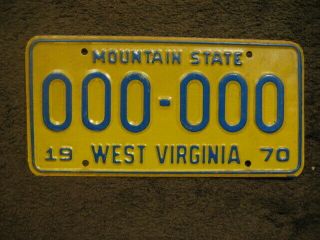 1970 West Virginia License Plate - Sample