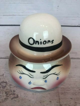 Vintage Anthropomorphic Deforest Of California Onion Ceramic Condiment Jar G90