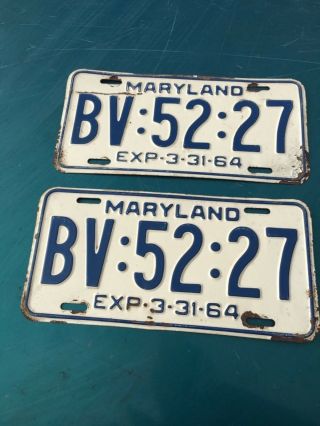 1964 Maryland Vintage License Plate Registration Tag Vehicle Hotrod