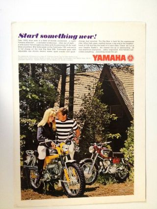 1968 Yamaha Trailmaster 100 & Big Bear 305 Motorcycle Vintage Print Ad